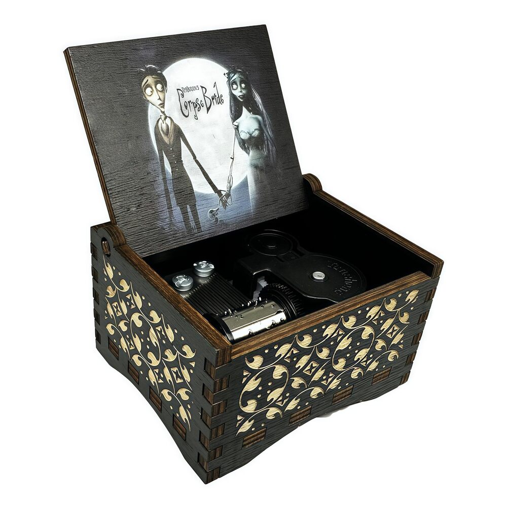 8310 CorpseBride Wind up Wooden Music Box, Antique Wooden Case